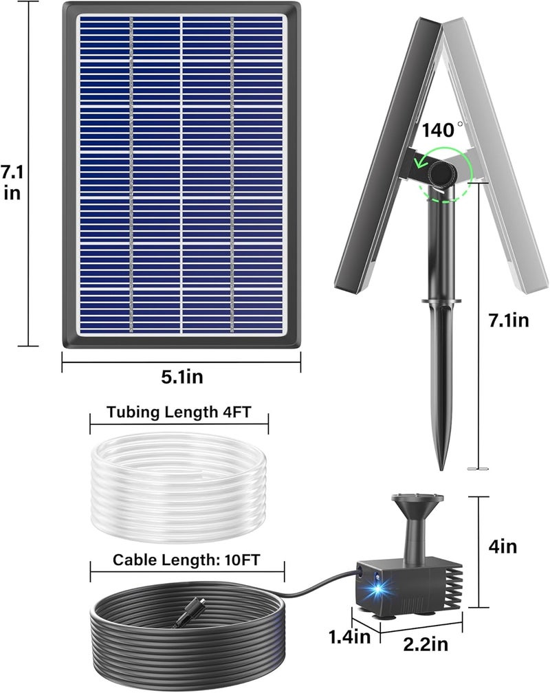 Biling Solar Water Fountain for Bird Bath, 3.5W Solar Water Pump Outdoor with 10ft Cable, 4ft Tubing, Solar Pond Pump for BirdBath, Garden Small Ponds (Need Direct Sunlight) - Image 5
